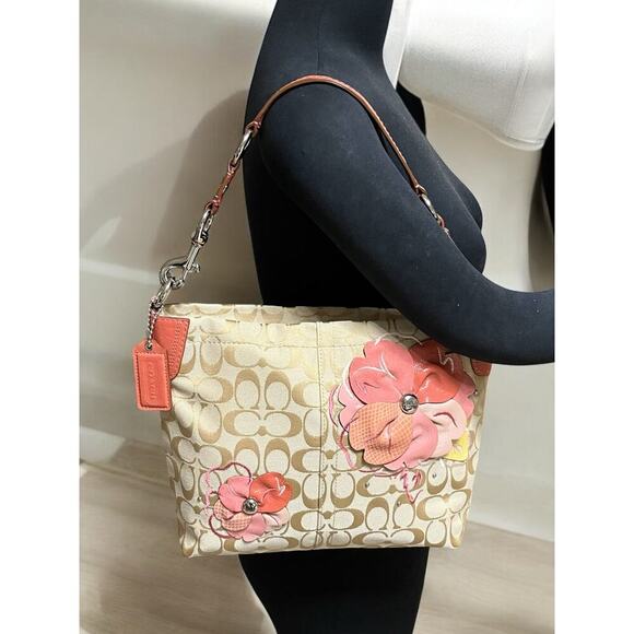 Y2K Coach F16879 Signature Floral Carly Hobo Bag & Corner Zip Wallet - Picture 10 of 13